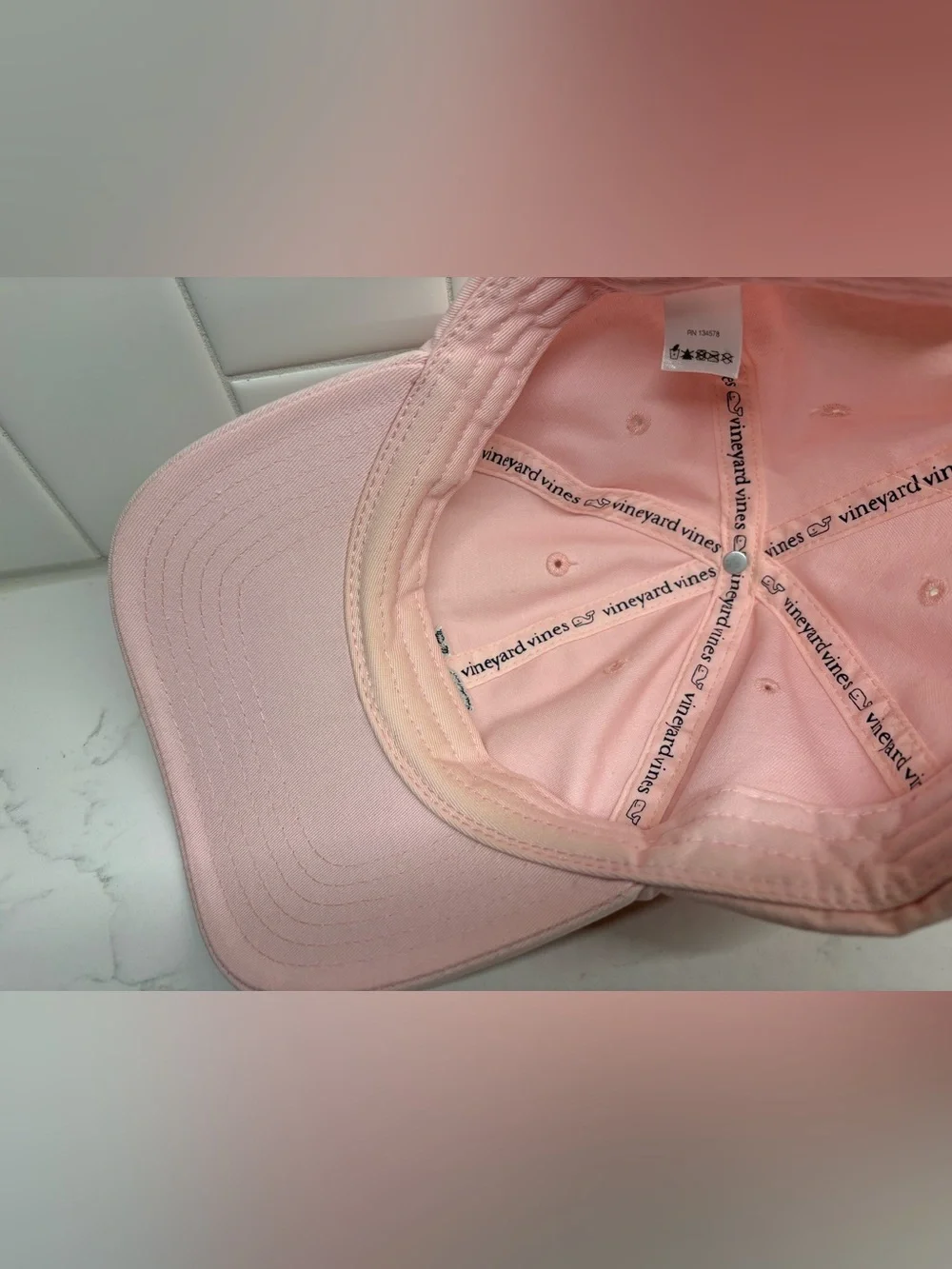 Vineyard Vines Pink Whale Cotton Strapback Baseball Cap Dad Hat⁠